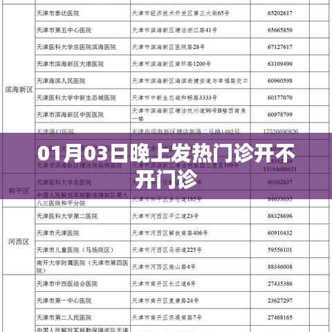 01月03日晚发热门诊运营情况,门诊开放与否?