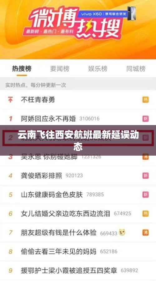 云南飞往西安航班最新延误动态